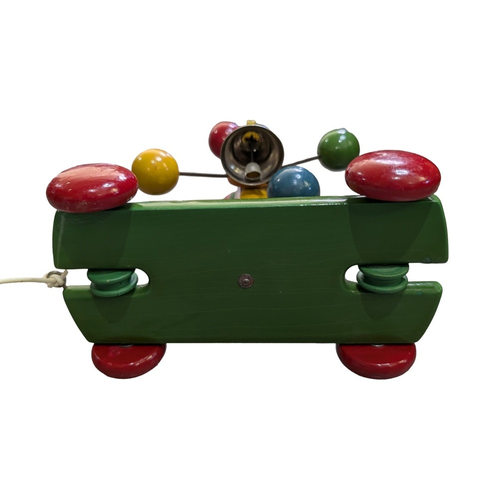 RARE Kouvalias Wooden Pull Toy 2Bells Greece Vintage Clacker Baby Montessori toy - Picture 6 of 8